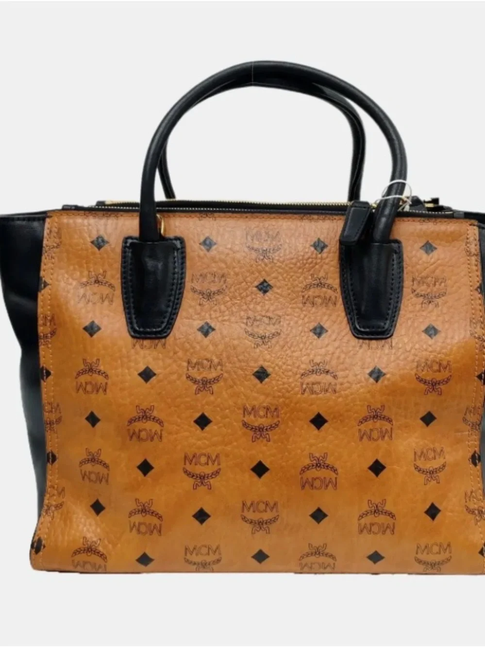 MCM Metallic Gold Visetos Kathy Double Zip Tote